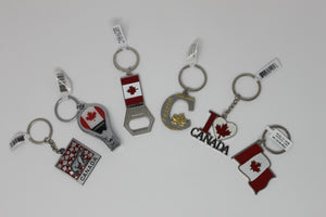 Canada Keychain Souvenir 6 Pack - Bear, Flag, Love Canada, Maple Leaf, Bottle Opener and Nail Clipper all Included.