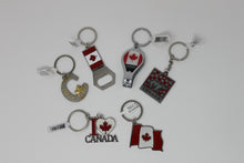 Load image into Gallery viewer, Canada Keychain Souvenir 6 Pack - Bear, Flag, Love Canada, Maple Leaf, Bottle Opener and Nail Clipper all Included.